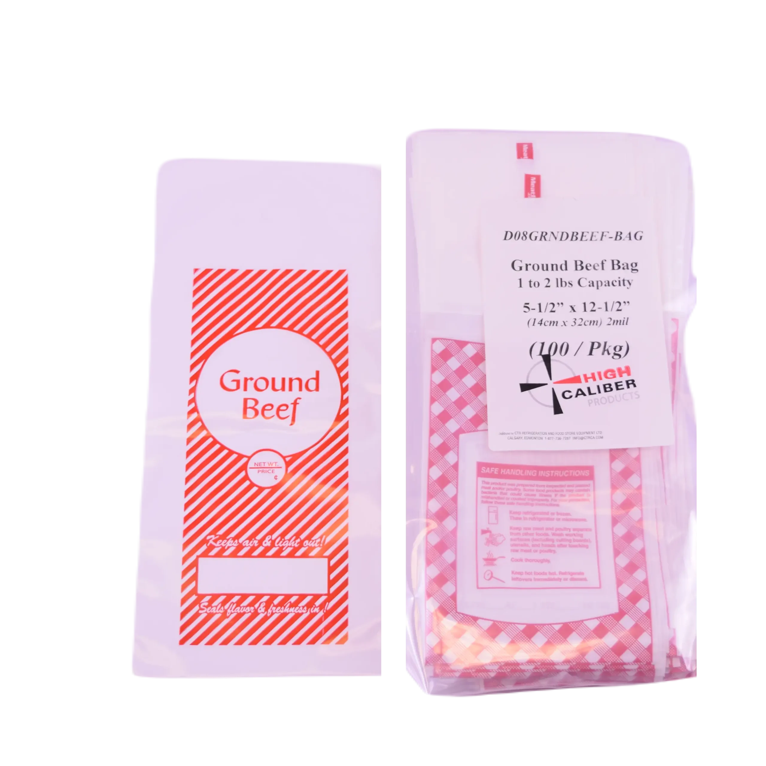 BAG, GROUND BEEF (1-2 lbs CAP)(5" x 11" x 2mil)(100/Pkg)
