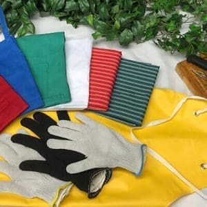 aprons, clothing and gloves
