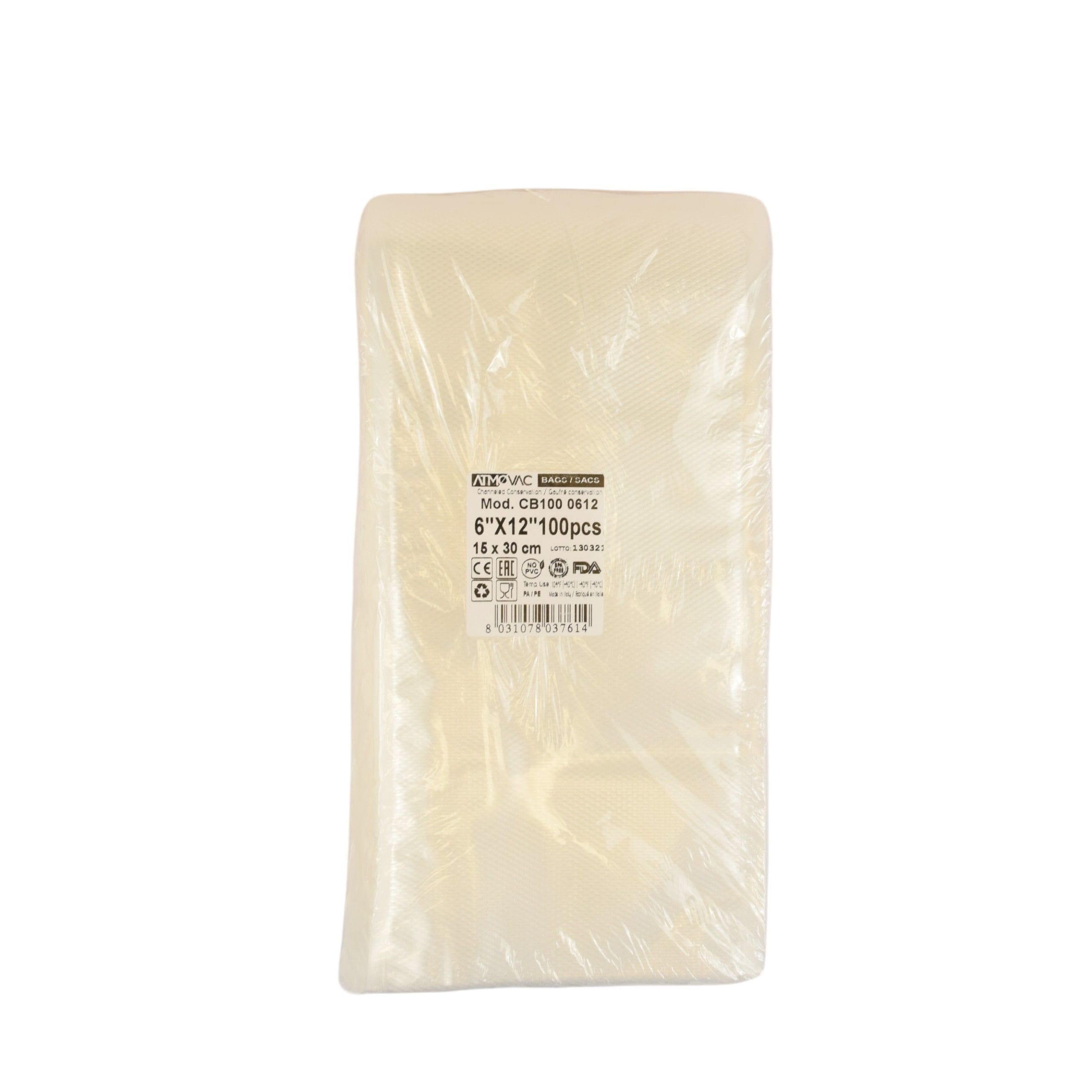 BAG, CHANNELLED FREEZER VACUUM 6" x 12", 3.6mil (100/PKG)
